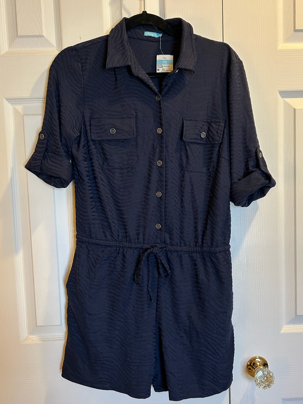 NWT J. McLaughlin Navy Short-Sleeve One-Piece Romper - Medium